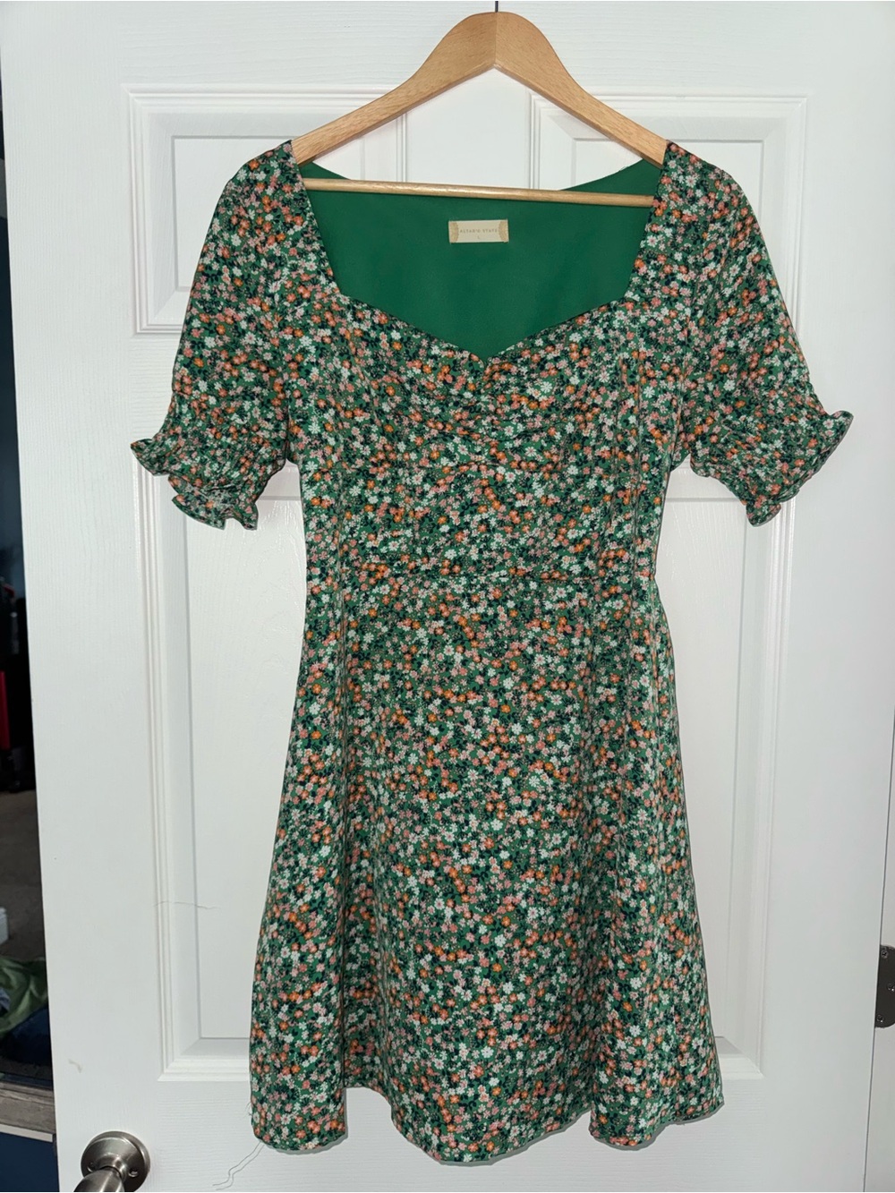 Altar'd State Green Floral Sweetheart Mini Dress